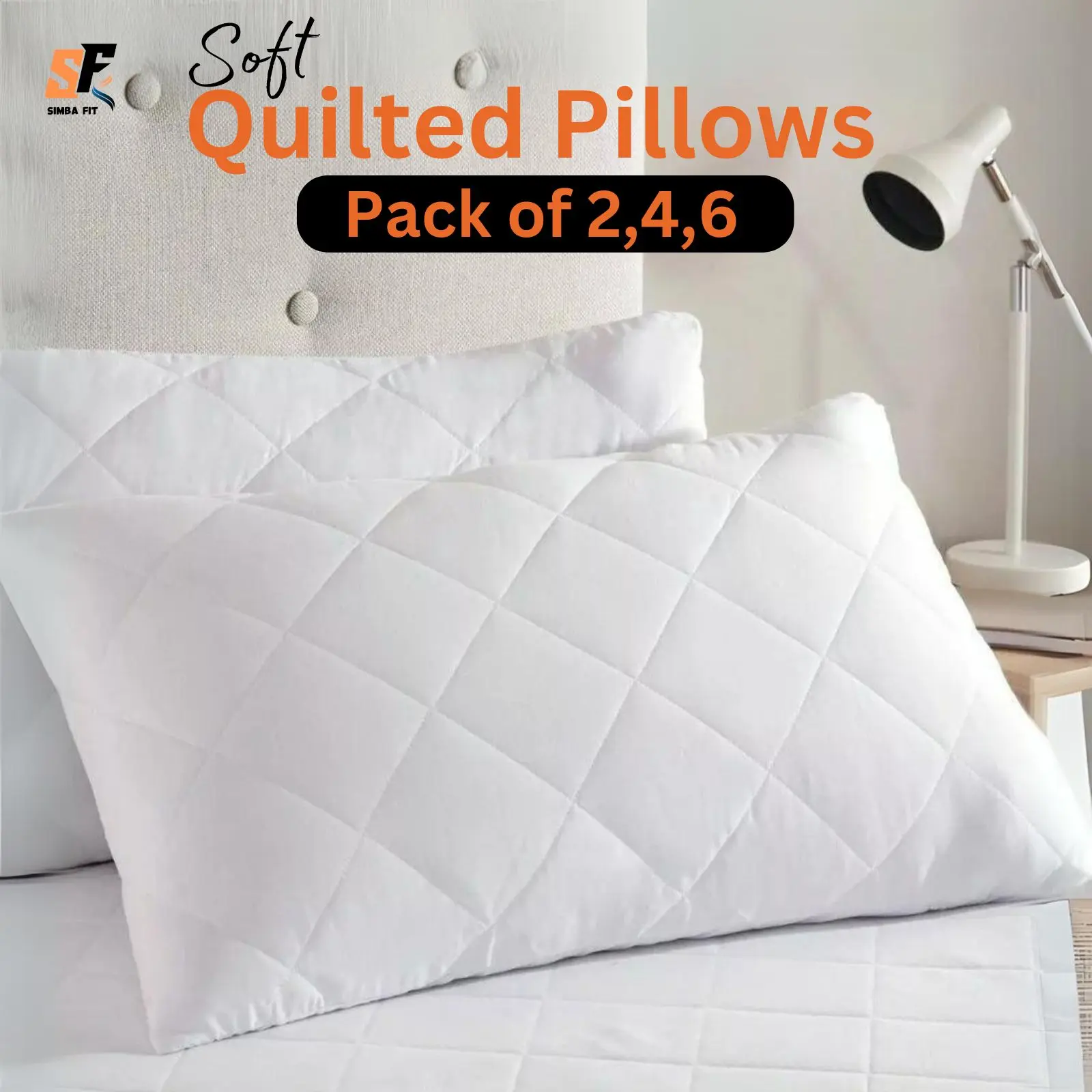 Hotel Quality Luxurious Stripe Pillows with Extra Carded Filling Perfect for Back & Neck Support Ultra-Bounce Hollow-fiber Machine Washable Adjustable Zippered Filled Hypoallergenic Comfy Adjustable fill for Side Bottom and Back Sleeper in Pack of 2/4/6