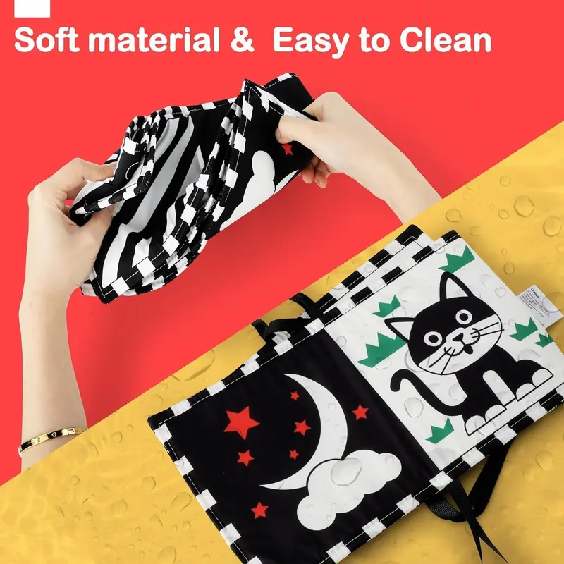 Baby Toys 0-6 Months, Black and White Sensory Toys Brain Development, Tummy Time Toys, Soft Baby Book, Baby Essentials for Newborn 0-6-12 Months Montessori Toy Gifts 3