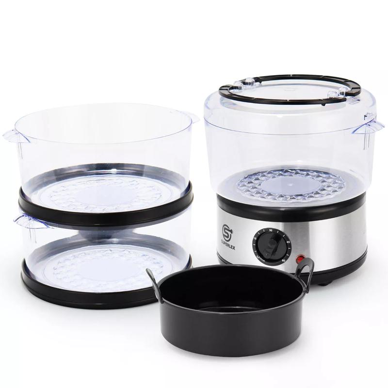3-Tier Food Vegetable Meat Steamer Electric 7.5L Large With Rice Bowl 2