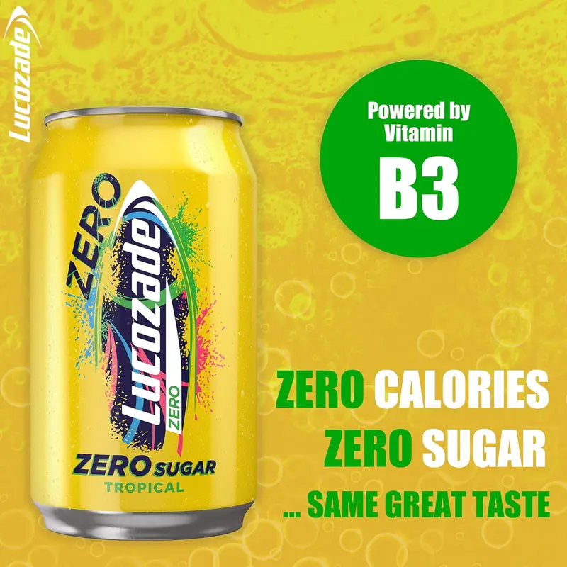 Zero Tropical Flavor Fizzy Drink, Sugar Free, Low Calorie, 6 Pack, 330ml Cans - Beverage Vitamin 1