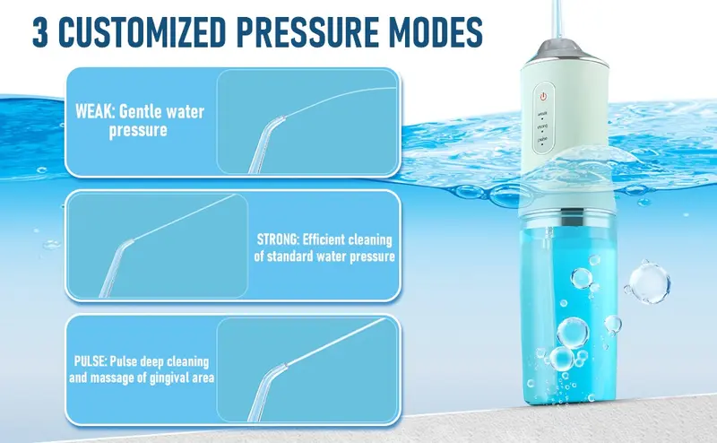 Product Introduction of Electric Water Flosser Cordless for Teeth 3 Modes 4 Jet Tips Cleaning and Flossing Water Dental Portable Floss Irrigator Oral Water Flossed Rechargeable Tonsil Stone Travel Adults 2