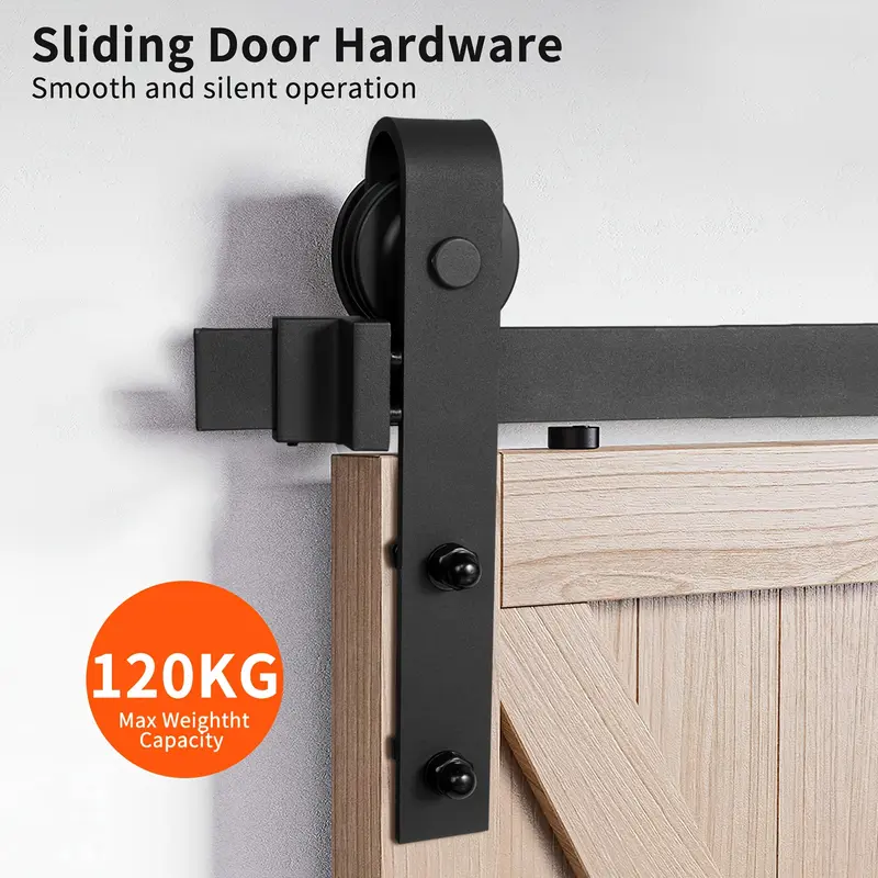 6ft Barn Door Sliding Track Hardware Kit Wood Steel Roller Closet Track System 4