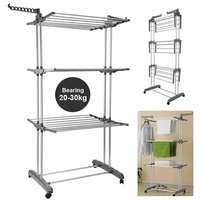 4 Tier Foldable Laundry Dryer Rack Extra Large Bedroom Outdoor Clothes Airer Accessories Hanger Hangable 2