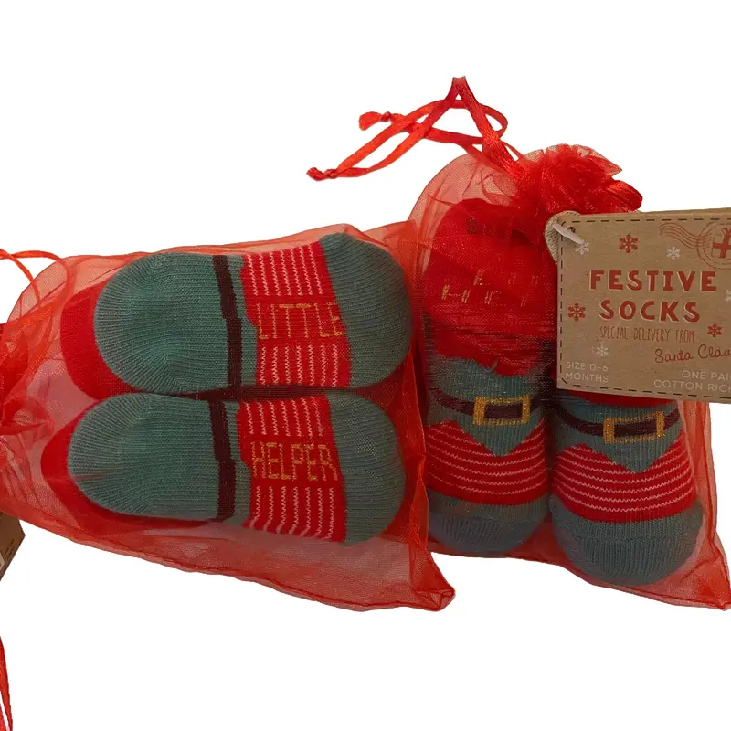 Christmas Design Baby Socks In Organza Bag 2
