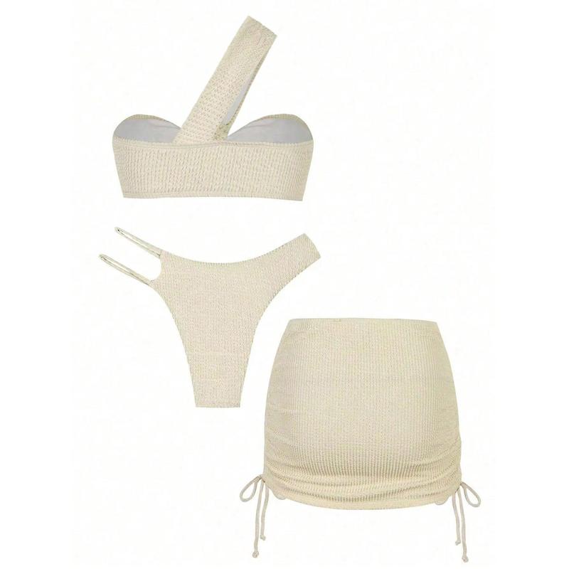 2025 Valentine's Day Sexy One Shoulder Bikini Set With Three Pieces In European And American Style Summer Spring And Summer 1
