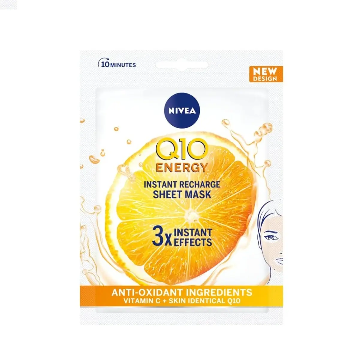 NIVEA Q10 + C Power Anti-Wrinkle + Energy Sheet Mask (1 Piece), Anti Ageing Moisturiser Mask with Vitamin C, Face Mask with Coenzyme Q10, Anti Wrinkle Cream Mask