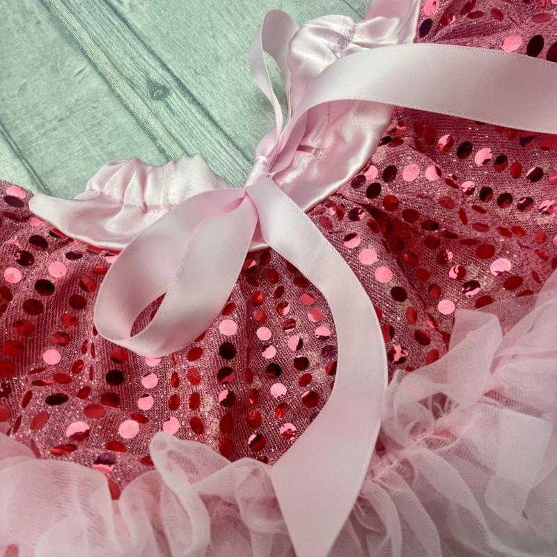 Baby Girls Pink Sequin Tutu Skirt with Bow Detail, Boutique Toddler Party Skirt 4
