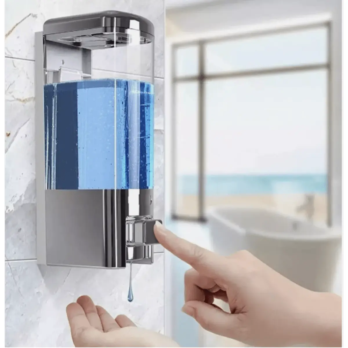 SoapSmart Wall-Mounted Liquid Dispenser - Smooth Plastic Pump, Transparent Design for Hygiene Hand