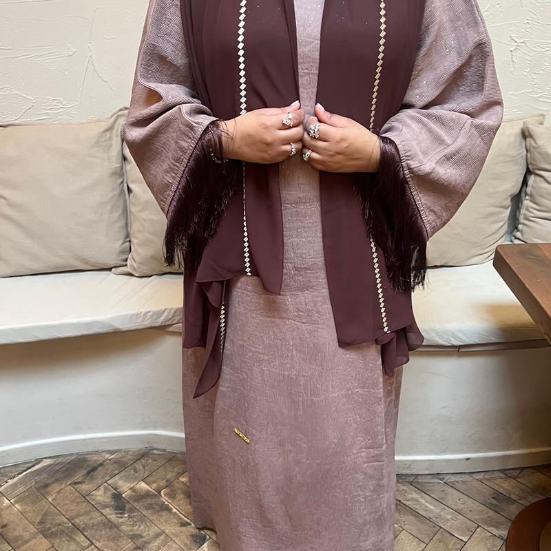 Brown Glitter Kaftan Abaya 1