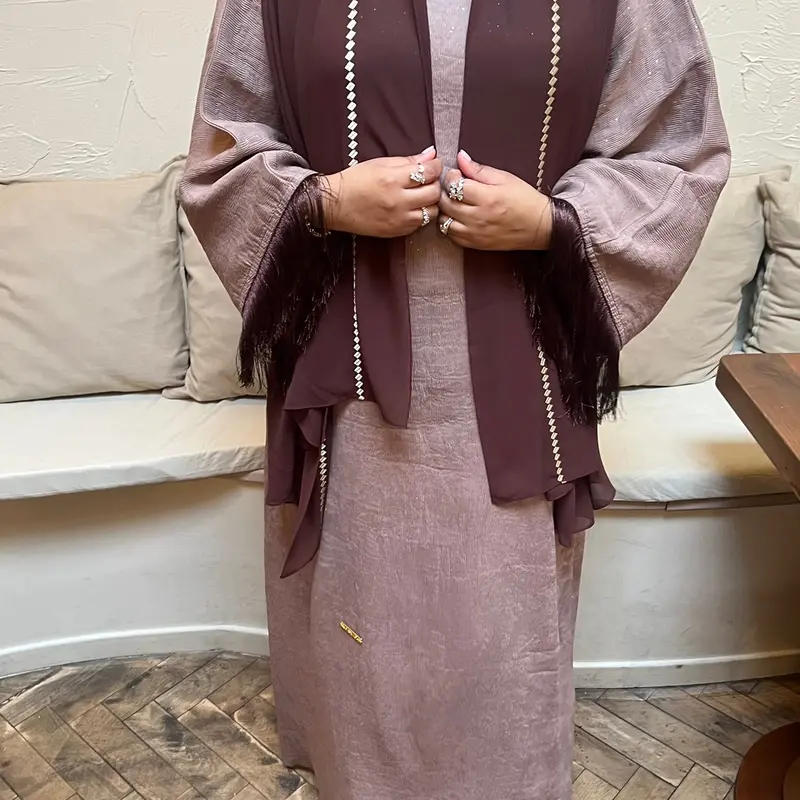 Brown Glitter Kaftan Abaya 1