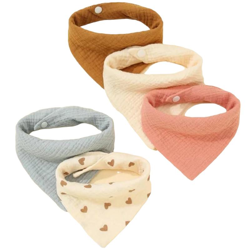 Set of 5 Muslin Bandana Style Dribble Bibs for Teething Babies 1