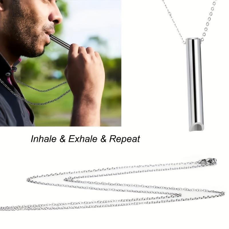 Stainless Steel Anxiety ReleaseNecklace,MindfulnessBreathing,Stress ReliefNecklace,Breathing Charm Necklacefor Stress & Anxiety Relief - QuitSmoking Vaping Oxygen,BreathlaceNecklace For Vape or SmokeAddiction, Gifts for Men,Women,RaveAccessories necklces 5