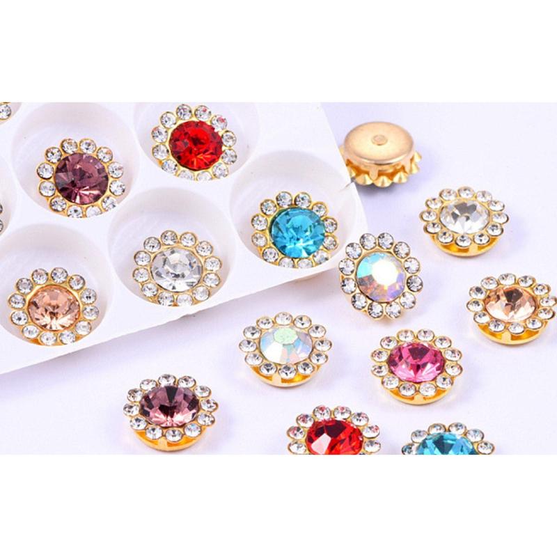 50 Pcs / 12mm / Gold Sew On Rhinestones S10G 0