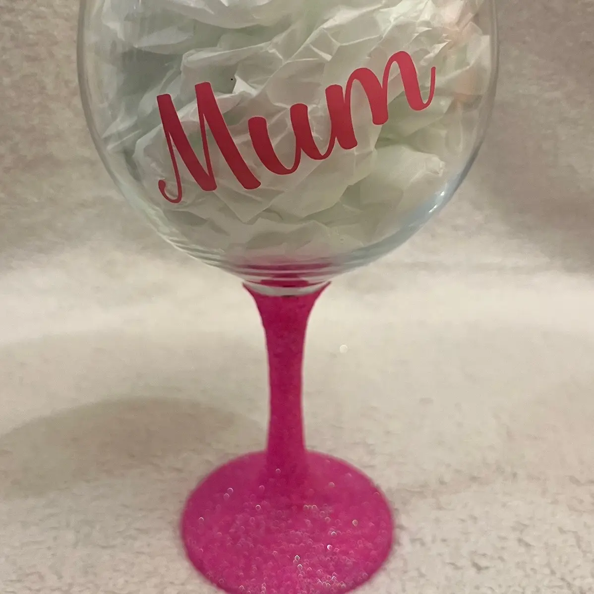 Personalised Gin glass with glitter stem