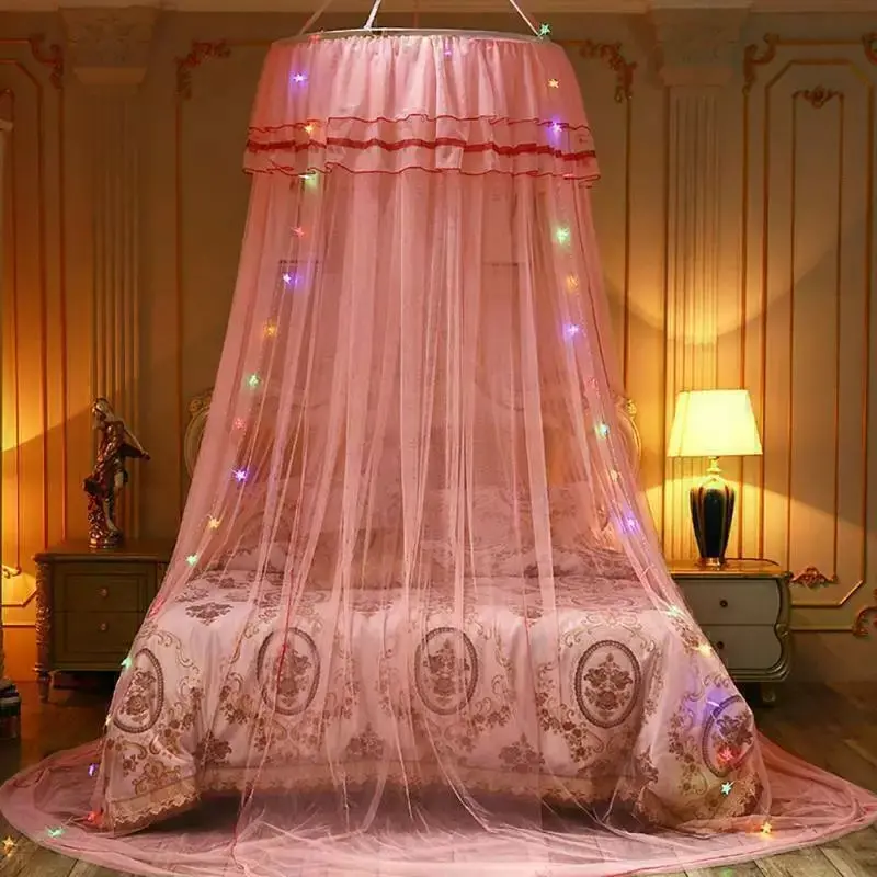Kids Baby Bed Canopy Bedcover Mosquito Net Curtain Bedding Dome Tent LED Light - Lightweight and Breathable 1
