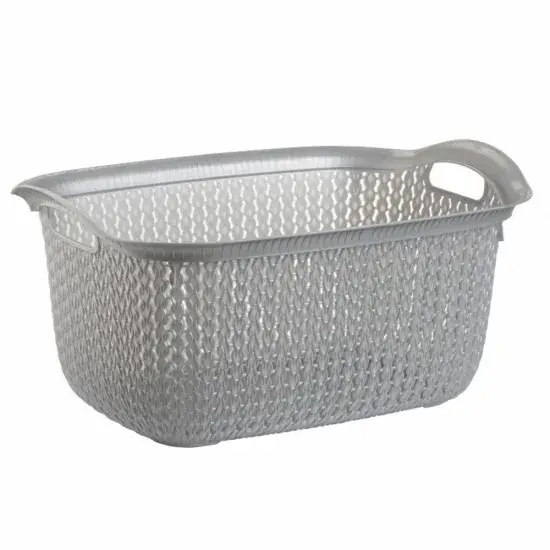 Plastic Laundry Basket Clothes Washing Bin Storage Knitted Hamper Organiser 1