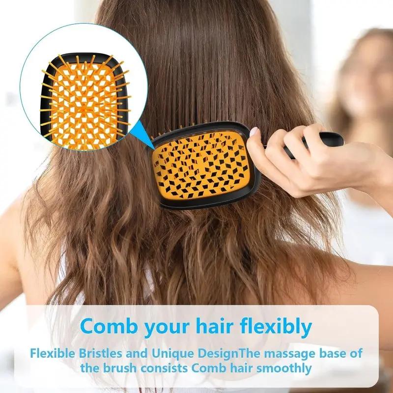 Detangling Hairdressing Comb Anti-Static Hollow Out Hair brush Scalp Massage Hair brush For All Hair Types Haircare Heatless tangleangel brush 2