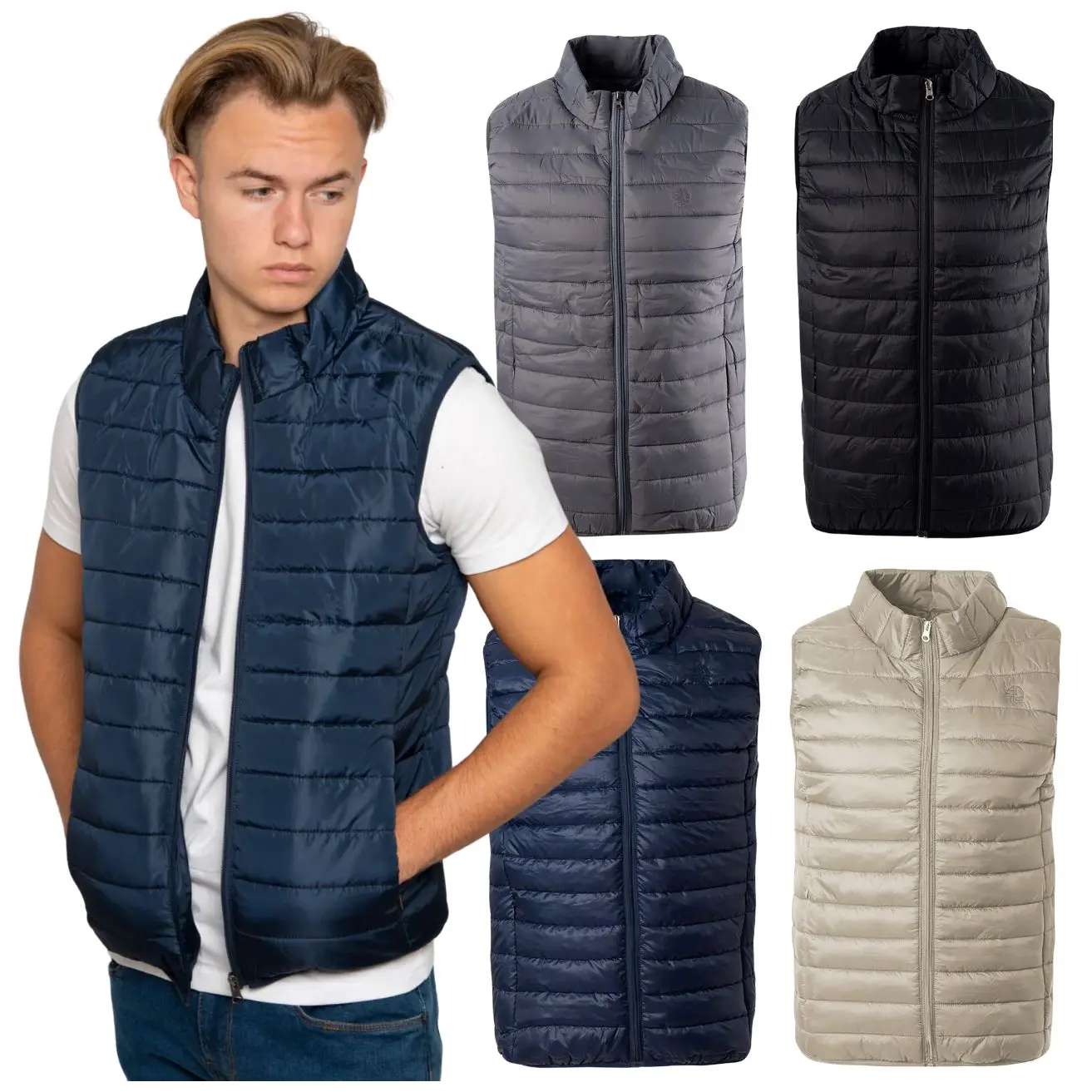 Mens Zip Up Gilet Lightweight Body Warmer Padded Sleeveless Jacket S-2XL