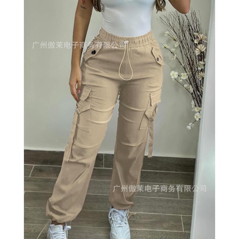 New Arrivals Temperament Design Sense Spring Summer Women's Clothing Solid Color Casual Elastic Waist Overalls 6