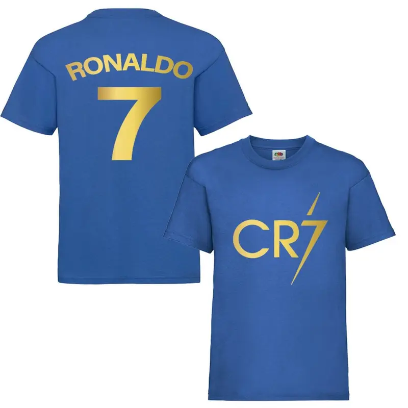 Kids Ronaldo Inspired Soccer T shirt footy merch Ronaldo TEEs Boys Girls Gift Top Tee 5-13yrs Number 7 # 7 CR7 Cristiano Ronaldo T-shirt 5