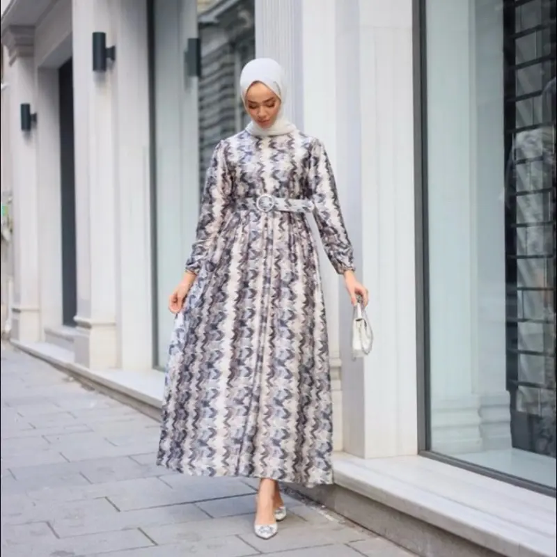 Women's Chevron Evening Gown with Long Sleeves for Formal Occasions - Comfort, Abaya Womenswear | Made in Turkey