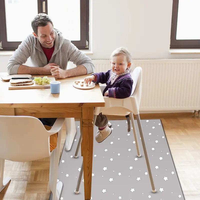 Highchair Splash Mat, 43 * 43 Inch Large Waterproof Non-Slip Baby Splat Mat Weaning Pet Spill Mat, Washable Mess Mat for Art Craft Painting and Table Cloth 4
