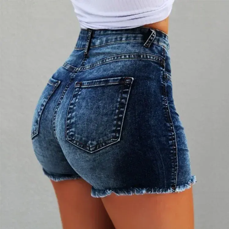 Women's Denim Stretch Shorts Stretch Tassel Distressed High Waist Hot Pants Women's Jeans Available in Multiple Colors Bottoms Womenswear Basic Skinny 5