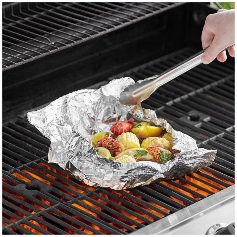 Pack of 5 Premium Quality Aluminum Kitchen Catering Tin Foil Rolls, 300mm x 12m 12" inches Cookware Disposable 3