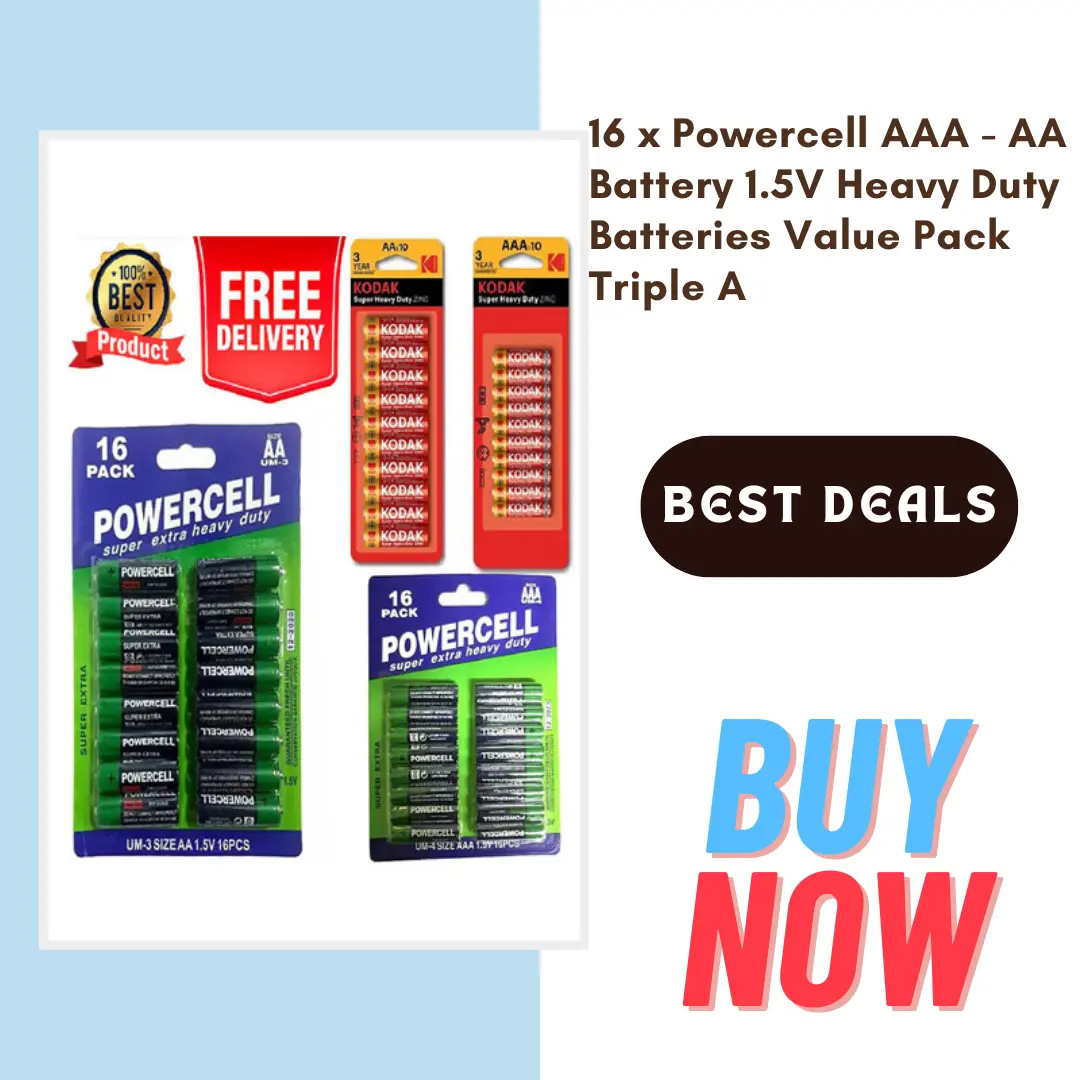 16 x Powercell AAA - AA Battery 1.5V Heavy Duty Batteries Value Pack Triple A