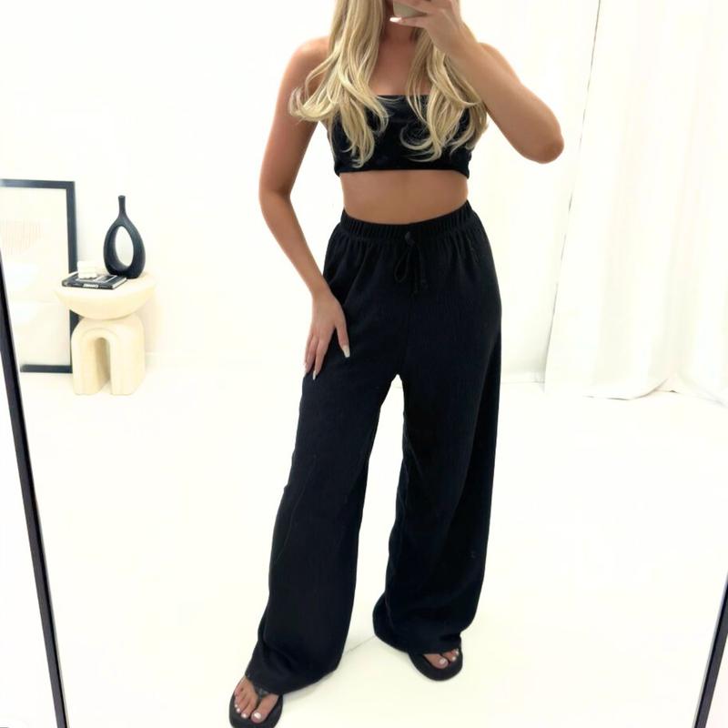Product Introduction of LAIDES WIDE LEG ELASTCATED WAIST PLAZZO BOTTOMS FOR CASUAL AND LOUNGE WEAR 2