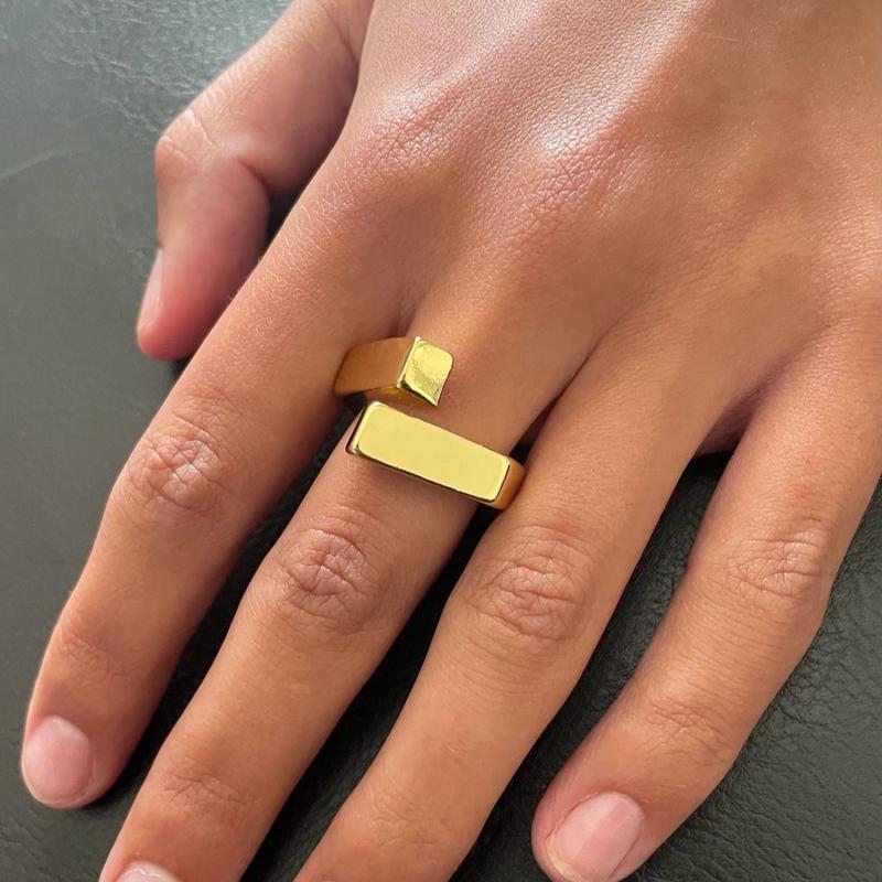 V2SBEAUTIFUL Chunky Statement Gold Ring - Adjustable for All Finger Sizes plated 4