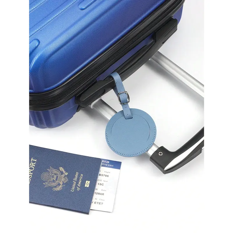 1pc Business Travel Luggage Tag Leather PU Identification Card Holder Anti-Lost Info Plate, Airplane Check-In AccessoryLuggage Tag Travel Accessories Travel Essentials Travel Organizer For Beach Summer Vacation Back To School 4