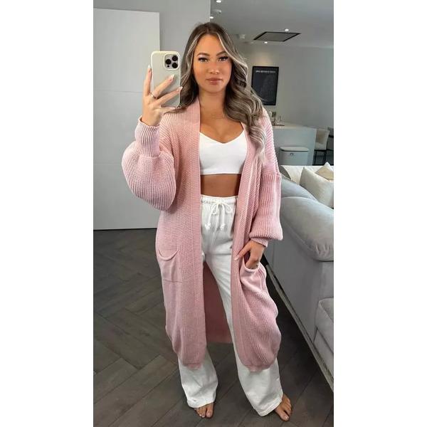 Product Introduction of TJ Fashion BALLOON SLEEVE LONGLINE CHUNKY SOFT KNITTED CARDIGAN WOMENS LADIES OVERSIZED MAXI CARIDGAN (ONESIZE UK 8-14), Knitwear, Minimalist, Womenswear Pockets Elegance Sweater Fabric Long Sleeve Comfort 23