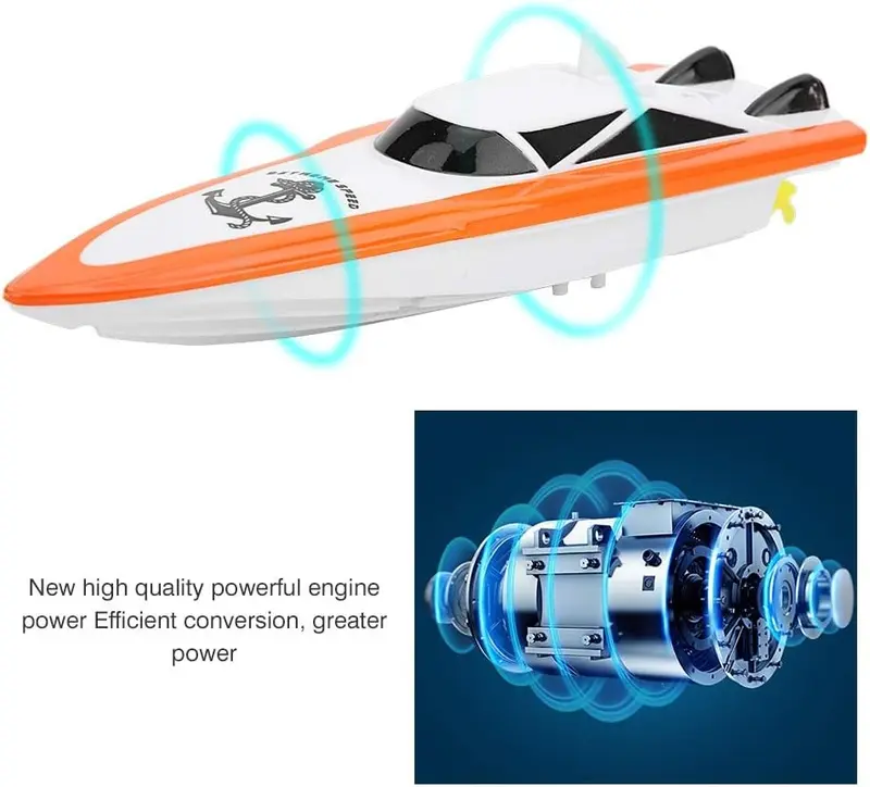RC Boat 2.4GHz Rechargeable Remote Control Kids Toys 4 Channels Mini RC Boat Electric Ship Model Children Water Toy RC Boats for Adults and Kids 1