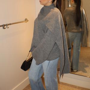 BERBISH Soft Jumper with attached scarf , flared sleeves ,one size fits 6-18 uk size  womenswear , casual wear , Fall & Winter fashion outfit