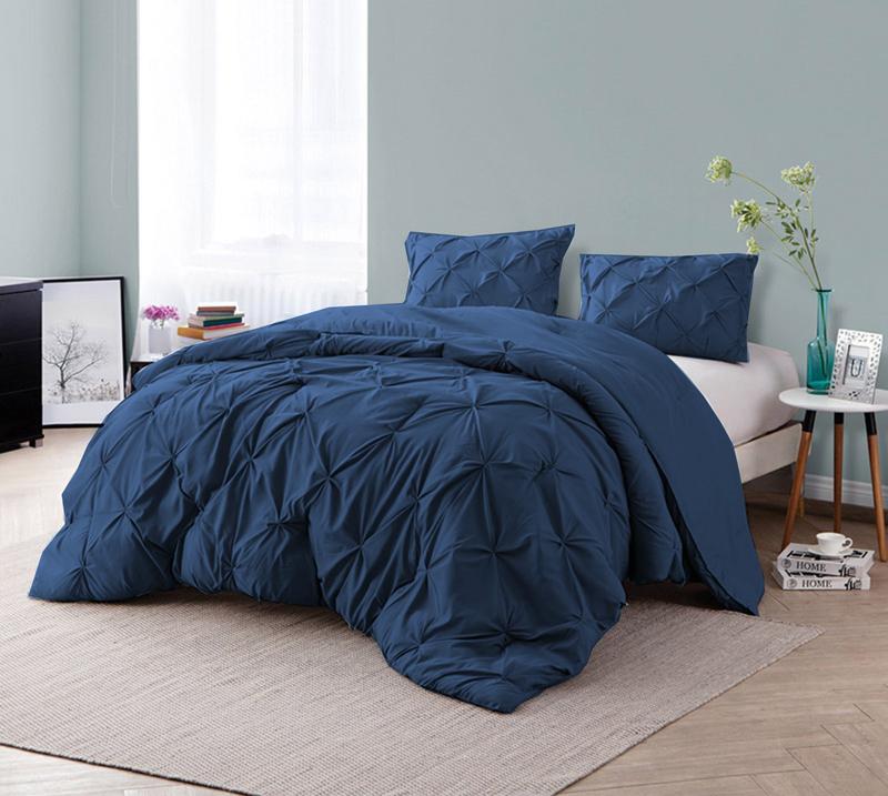 Microfiber Pintuck Pinch Pleat Duvet Cover Sets with Pillowcase Ultrasoft Brushed Easy Care Machine Washable Single Double King SuperKing Size White Bedding Set Grey Covers 3