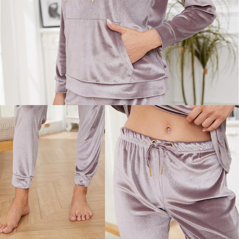Ladies Pyjama Set Super soft Velour Cosy Long Sleeve Top & Bottom Pants Sleepwear Loungewear Nightwear for Women with Elasticated Trousers Size 8-22 Comfort Comfortable Womenswear Fit Pajamas Adjustable Minimalist Homewear Pjs Basic Winter Ribbed Comfy 6