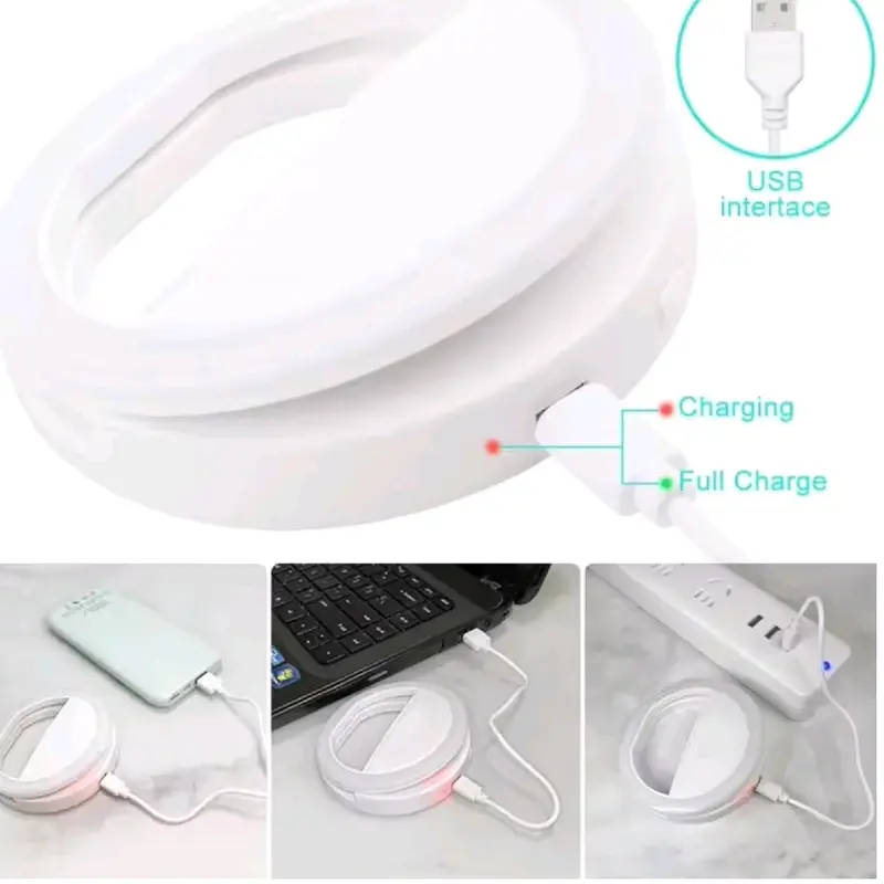 Selfie Light for Phone, Ring Light for Phone [Rechargeable] with 3 Brightness Levels & 30 LEDs, Dimmable Phone Selfie Ring Light for Phone, Tablet, Laptop, Zoom Meeting, Makeup, Video Accessories Adjustable Clip Portable Compact Cellphone Smartphone 2