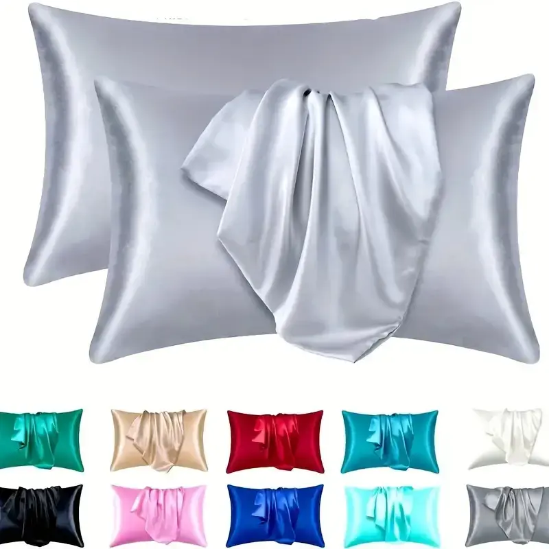 Trend & Bend Luxury Satin Silk Pillowcase For Hair & Skin Pillow Cases Cover Pair with Envelope Closure - UK Standard Size Pack of 2