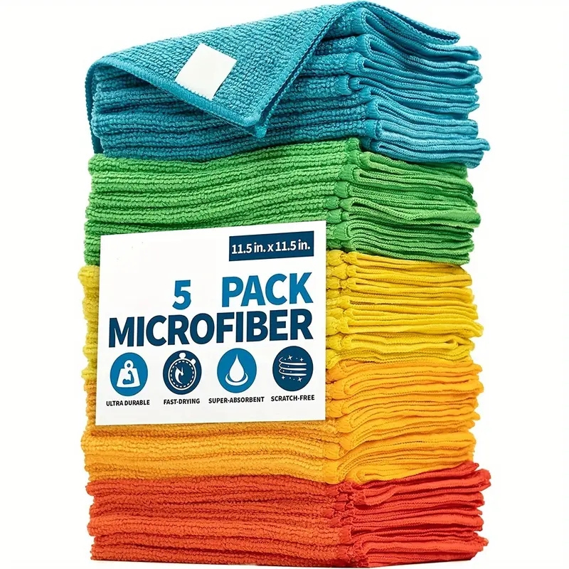 1/5/10pcs, Microfiber Cleaning Cloth, Dishwashing Cloth, Multifunctional Cleaning Towel, Household Rag, Kitchen Bathroom Cleaning Towel, Durable Absorbent Towel, Easily Remove Stains And Grease, Cleaning Supplies, Cleaning Gadgets 0