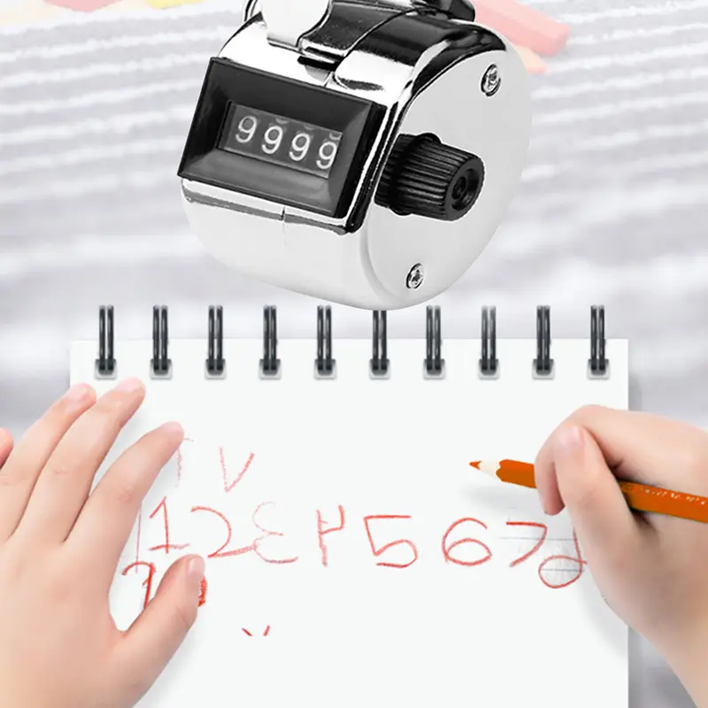2PCS Metal Handheld Tally Counter 4-Digit Number Hand Mechanical Counters Clickers Pitch Counter For Coaching Practical Count Accessories 4