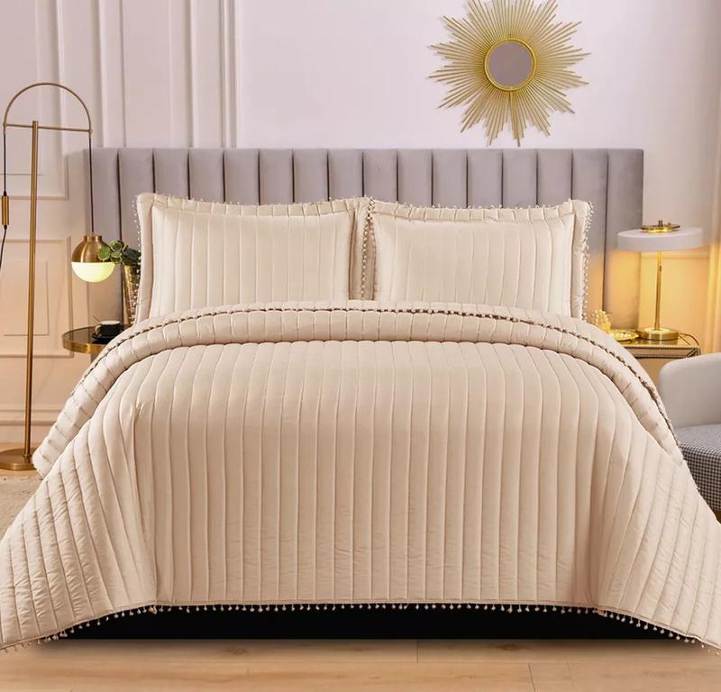 Embossed Quilted Bedspread Bed Throw Comforter Single Double King Size Bedding 2