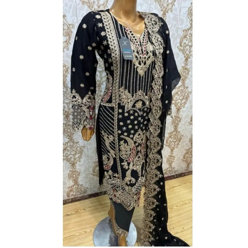 Chiffon 3 piece fully stitch suit