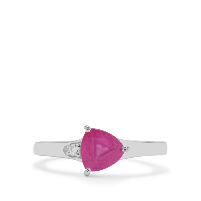 Ilakaka Hot Pink Sapphire & White Zircon Silver Ring 1