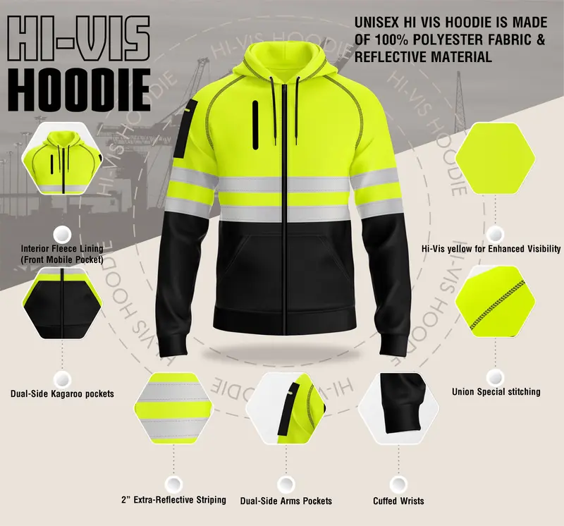 mymixtrendz Mens Outdoor Zipper Hoodie with 3 Zip Pockets Menswear Clothing Relaxed Fit Hooded Sweatshirt Top UK Size S-XXL 1