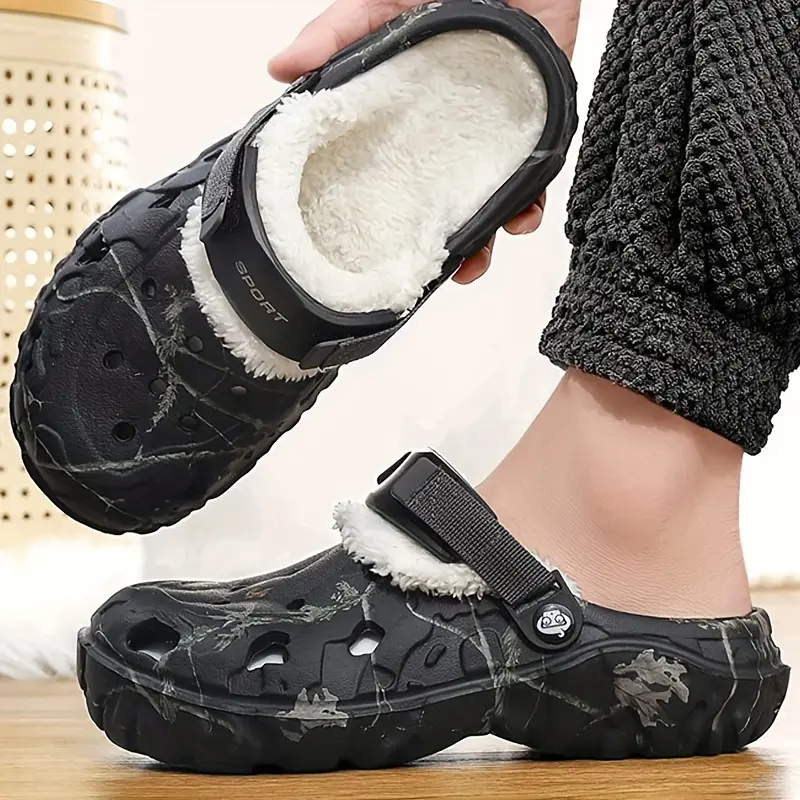 ORACEGRA        Men's Winter Warmth - Casual EVA Round - Toe Slip - On House Slippers with Fabric Lining and Non - Slip Design for Fall and Winter 7