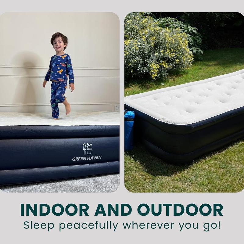 Green Haven Premium Single Raised Air Bed Double with Built-in Electric Pump & Storage Bag - Self-Inflatable Waterproof Camping Mattress - Blow Up Air Mattress for Indoor & Outdoor Use 7