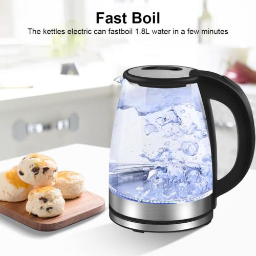 1.8L Electric Kettle Glass 360 Blue LED Illuminated Jug with Auto Shut Off Protection 4