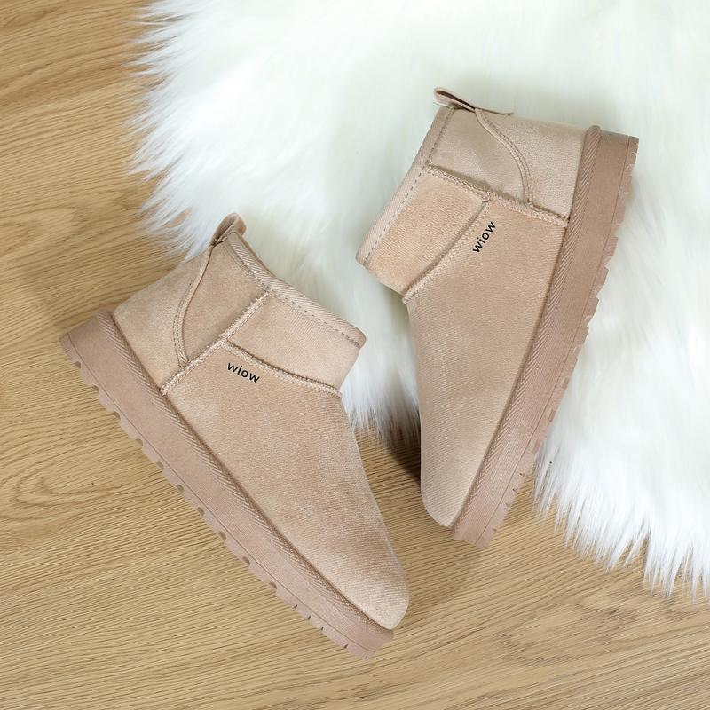 wiow Women's Warm Winter Solid Matching Platform Snow Boots Thick Soles Fashion Casual Female Round Toe Cashmere Warm Lining for Dayliy Shoes Girl Footwear Walking Shoes Comfort Bathroom Arch Autumn 4