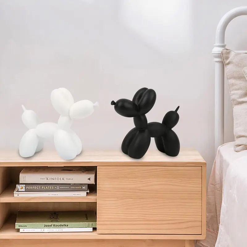 "1pc Handmade Resin Balloon Dog Statue Ornament | Cute White Animal Sculpture for Home Decoration | Perfect for Valentine's Day & Birthday Gifts" Minimalist Minimalist 0
